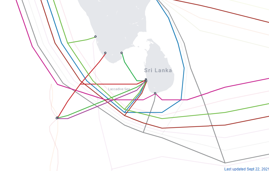 How sri lanka is connected to the internet