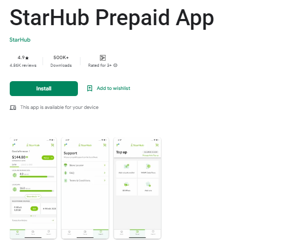 Check StarHub Balance via app